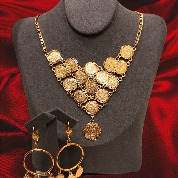 New- Middle East Jewelry, Lira Jewelry For Women, 24k Dubai Gold Plated Jewelry - Picture 2 of 6